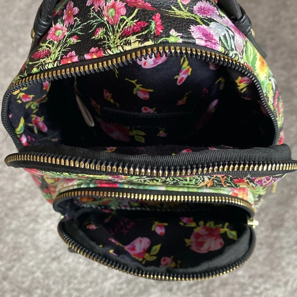 Betsey Johnson Mini Backpack Bag Floral Puppy Dog Two Pouches